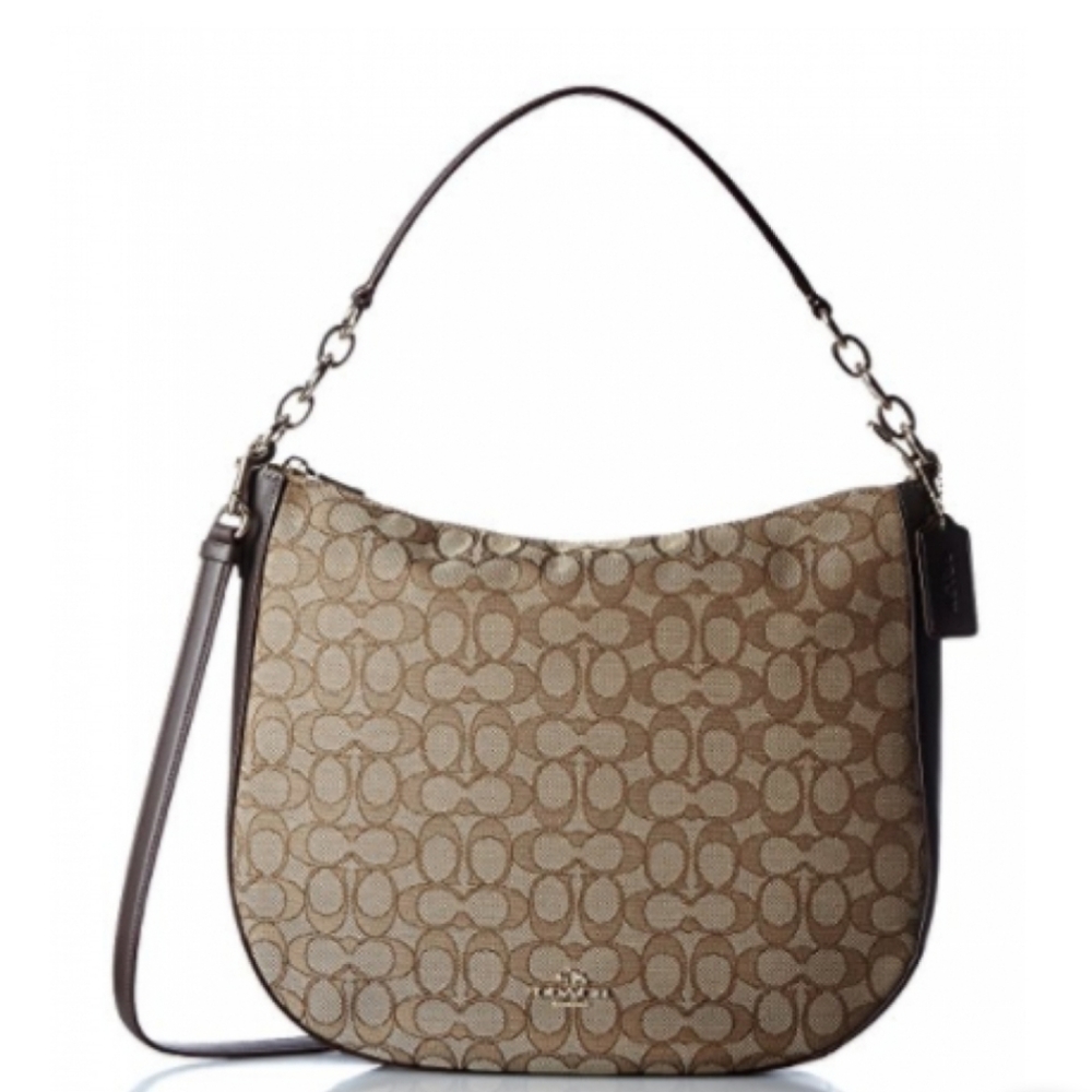 NWT COACH Signature Chelsea 32 Hobo Crossbody/Shoulder Bag Khaki/Brown 37769